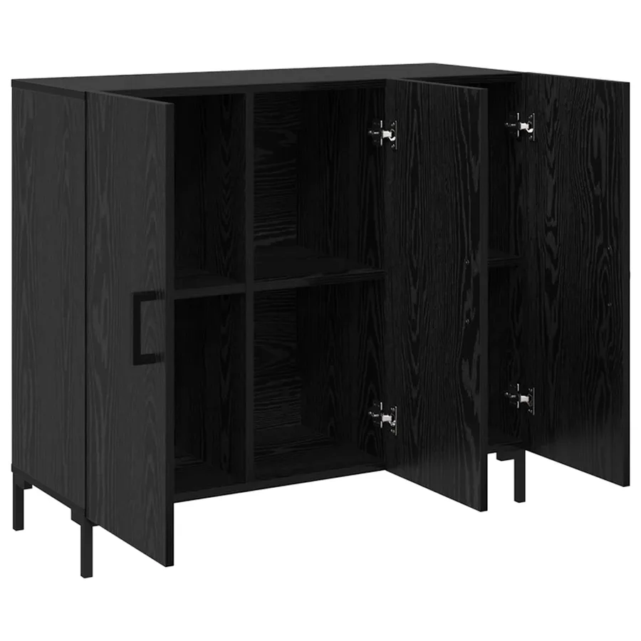 Buffet Chêne noir 90 x 34 x 80 cm Bois d'ingénierie - 5
