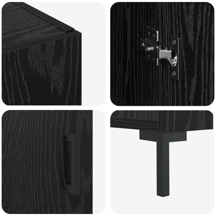 Buffet Chêne noir 90 x 34 x 80 cm Bois d'ingénierie - 9