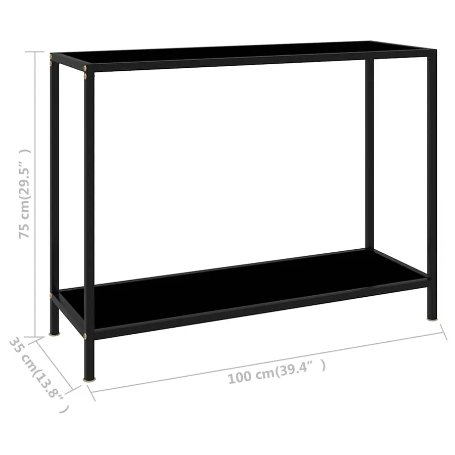 Table console Noir 100x35x75 cm Verre trempé - 6