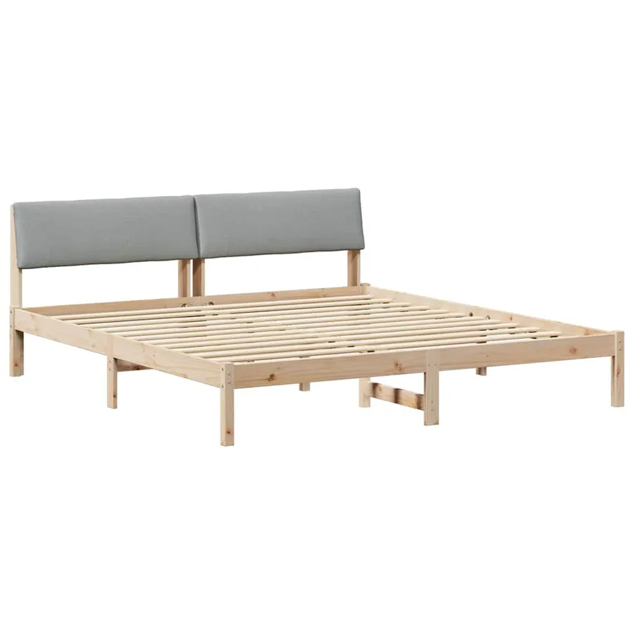 Cadre de lit avec tête de lit Marron et gris clair 200 x 200 cm - 2