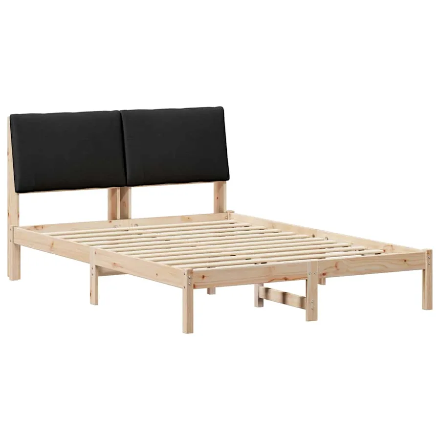 Cadre de lit Marron et noir 150 x 200 cm Bois massif en pin - 2