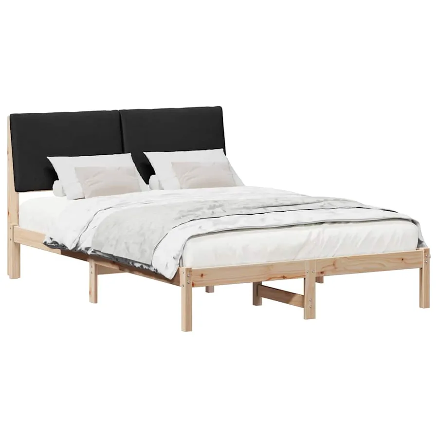 Cadre de lit Marron et noir 150 x 200 cm Bois massif en pin - 3