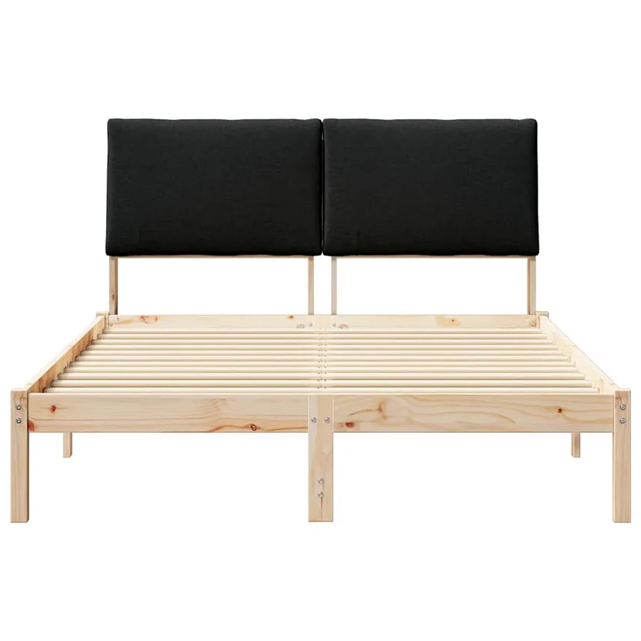 Cadre de lit Marron et noir 150 x 200 cm Bois massif en pin - 5