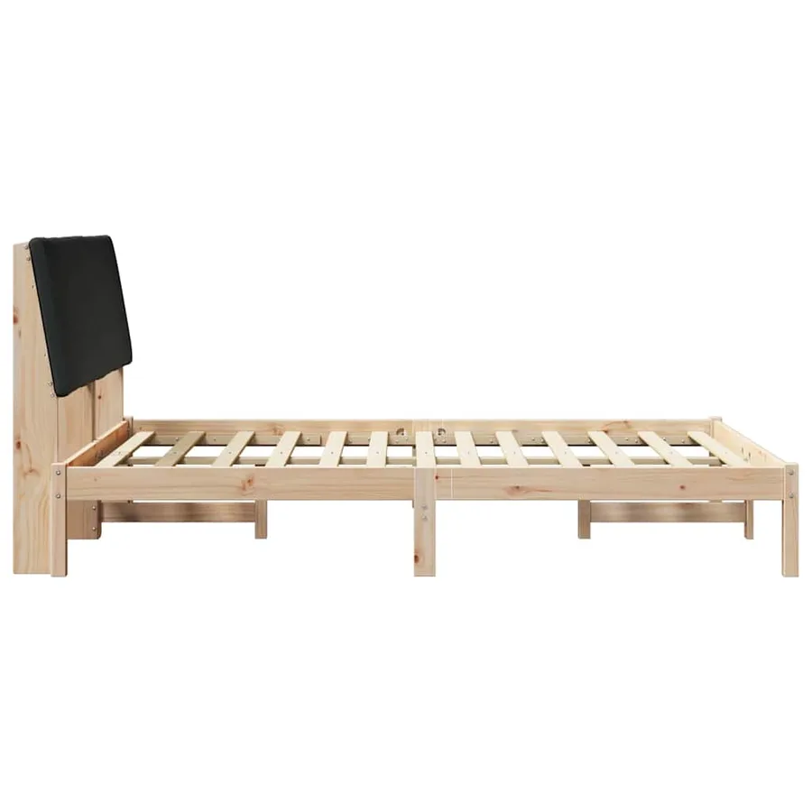 Cadre de lit Marron et noir 150 x 200 cm Bois massif en pin - 6