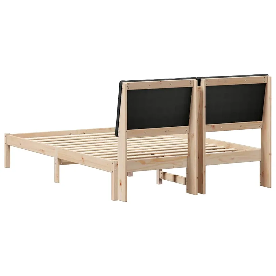 Cadre de lit Marron et noir 150 x 200 cm Bois massif en pin - 7