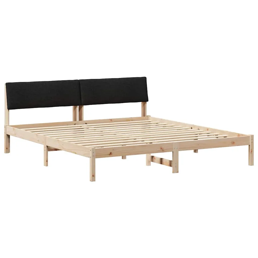 Cadre de lit Marron et noir 180 x 200 cm Bois massif en pin - 2