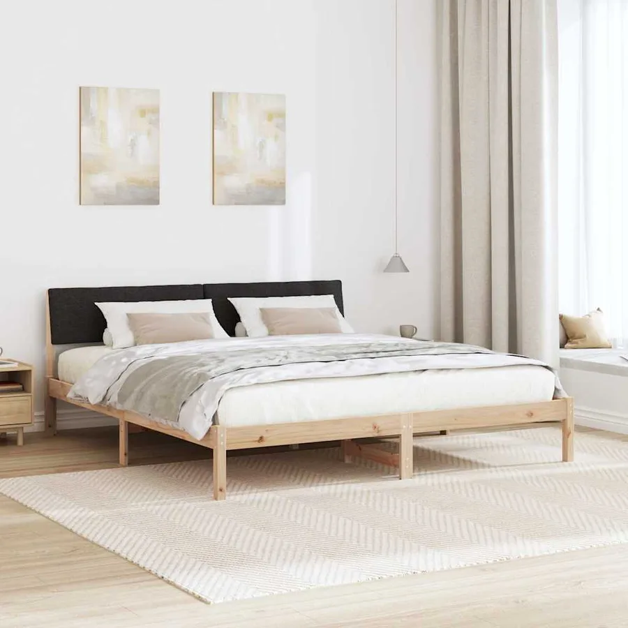 Cadre de lit Marron et noir 180 x 200 cm Bois massif en pin - 4