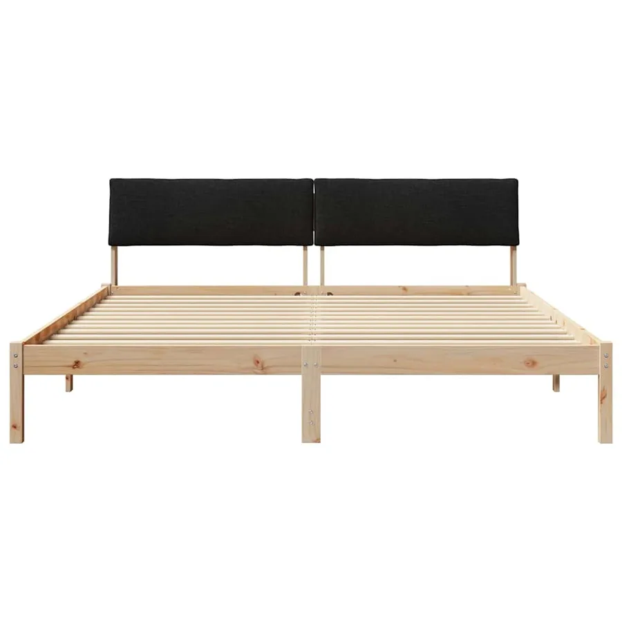 Cadre de lit Marron et noir 180 x 200 cm Bois massif en pin - 5