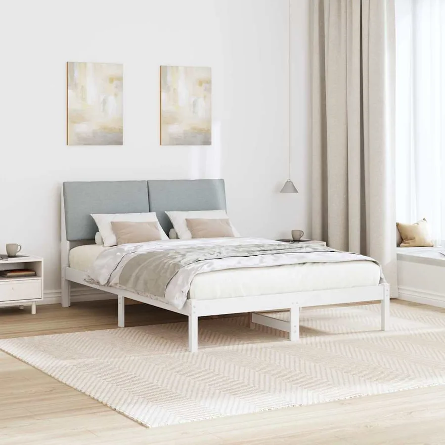 Cadre de lit avec tête de lit Blanc et gris clair 150 x 200 cm - 4