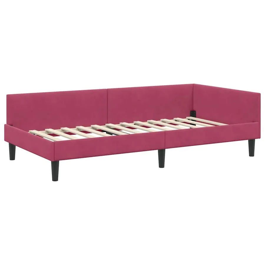 Cadre de lit d'angle Bordeaux 90 cm x 190 cm Velours - 4