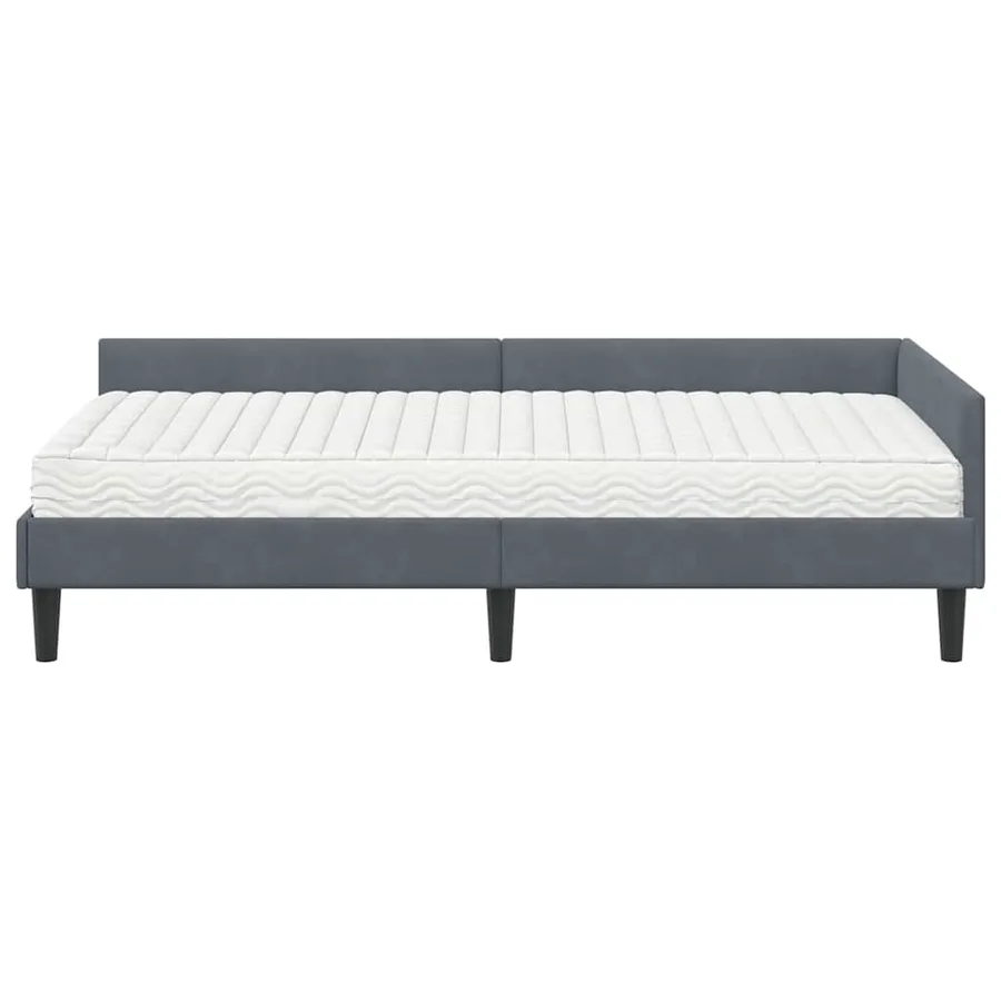 Cadre de lit d'angle avec matelas Autre 2 pcs Gris Velours - 5