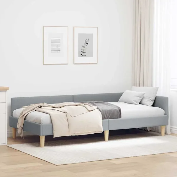 Cadre de lit d'angle Gris clair 80 x 200 cm tissu