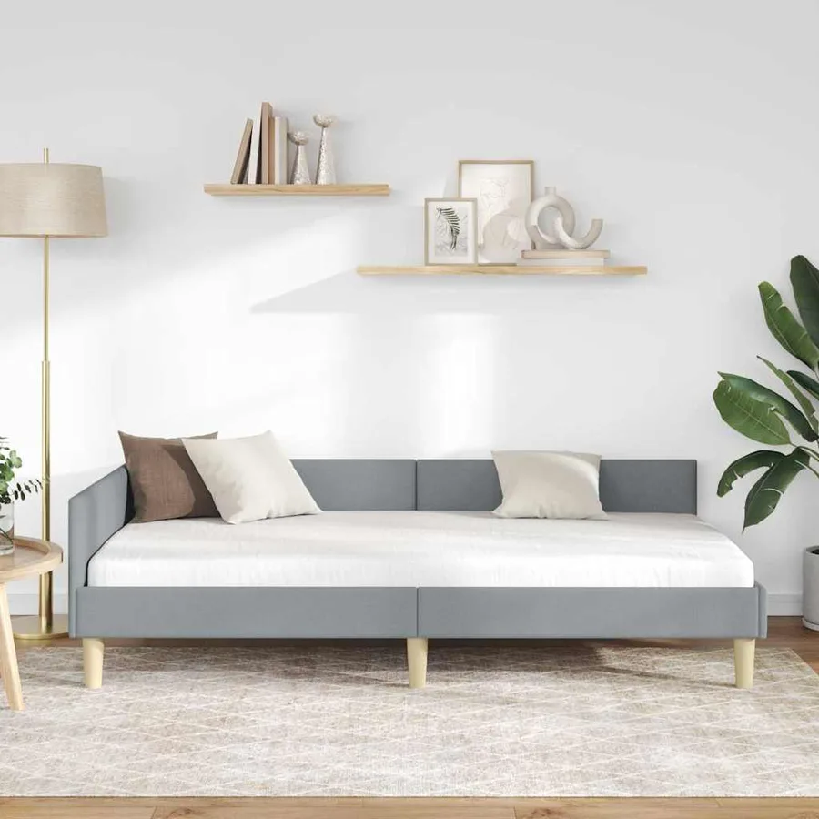 Cadre de lit d'angle Gris clair 80 x 200 cm tissu - 3