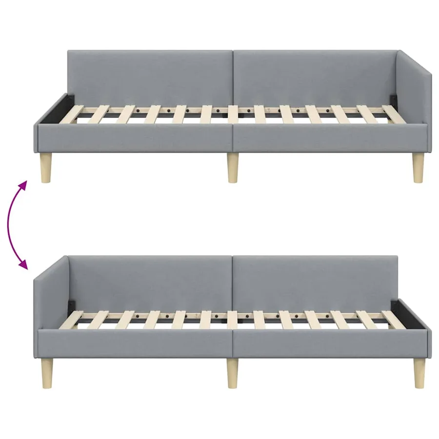 Cadre de lit d'angle Gris clair 80 x 200 cm tissu - 9
