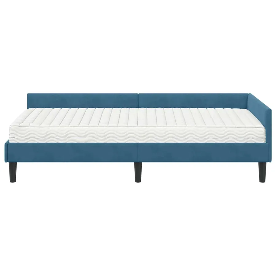 Cadre de lit d'angle avec matelas Autre 2 pcs Bleu Velours - 5