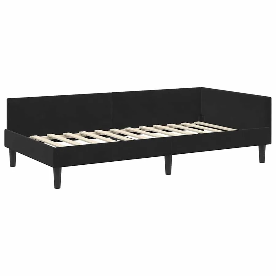 Cadre de lit d'angle Noir 100 cm x 200 cm Velours - 4