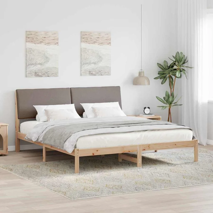 Cadre de lit Marron et taupe 200 x 200 cm Bois massif en pin