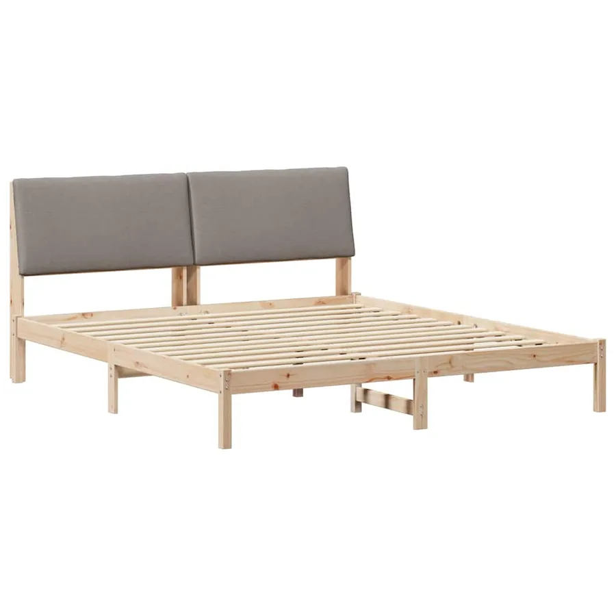 Cadre de lit Marron et taupe 200 x 200 cm Bois massif en pin - 2