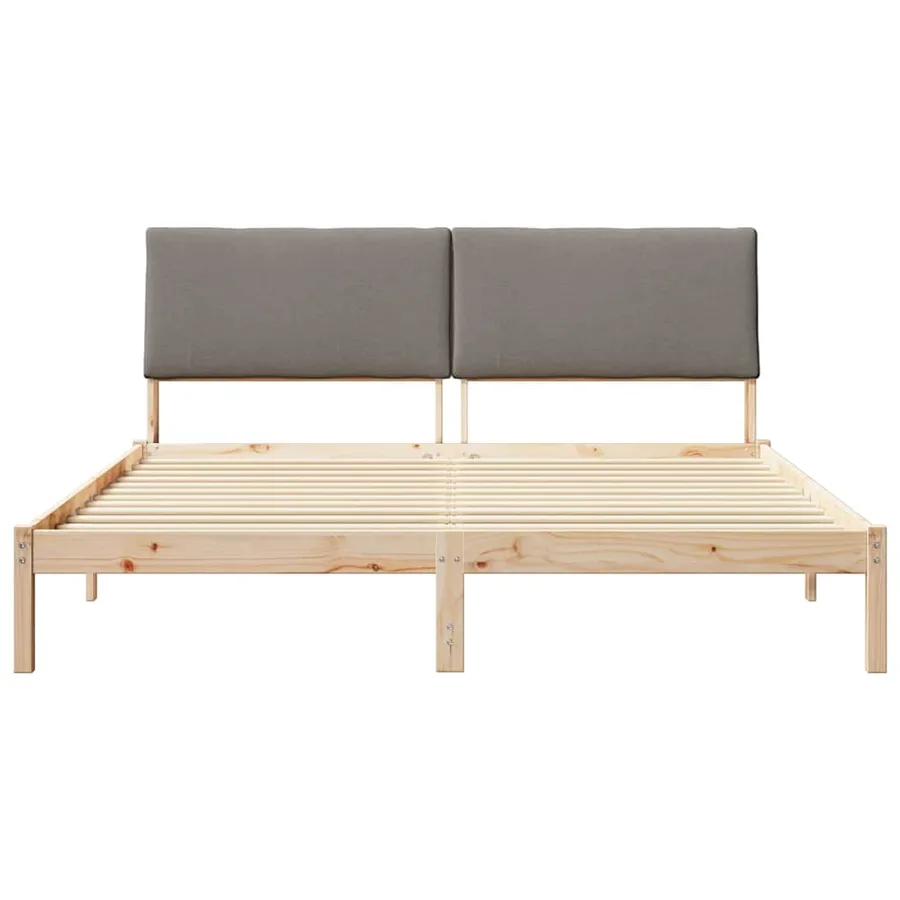 Cadre de lit Marron et taupe 200 x 200 cm Bois massif en pin - 5
