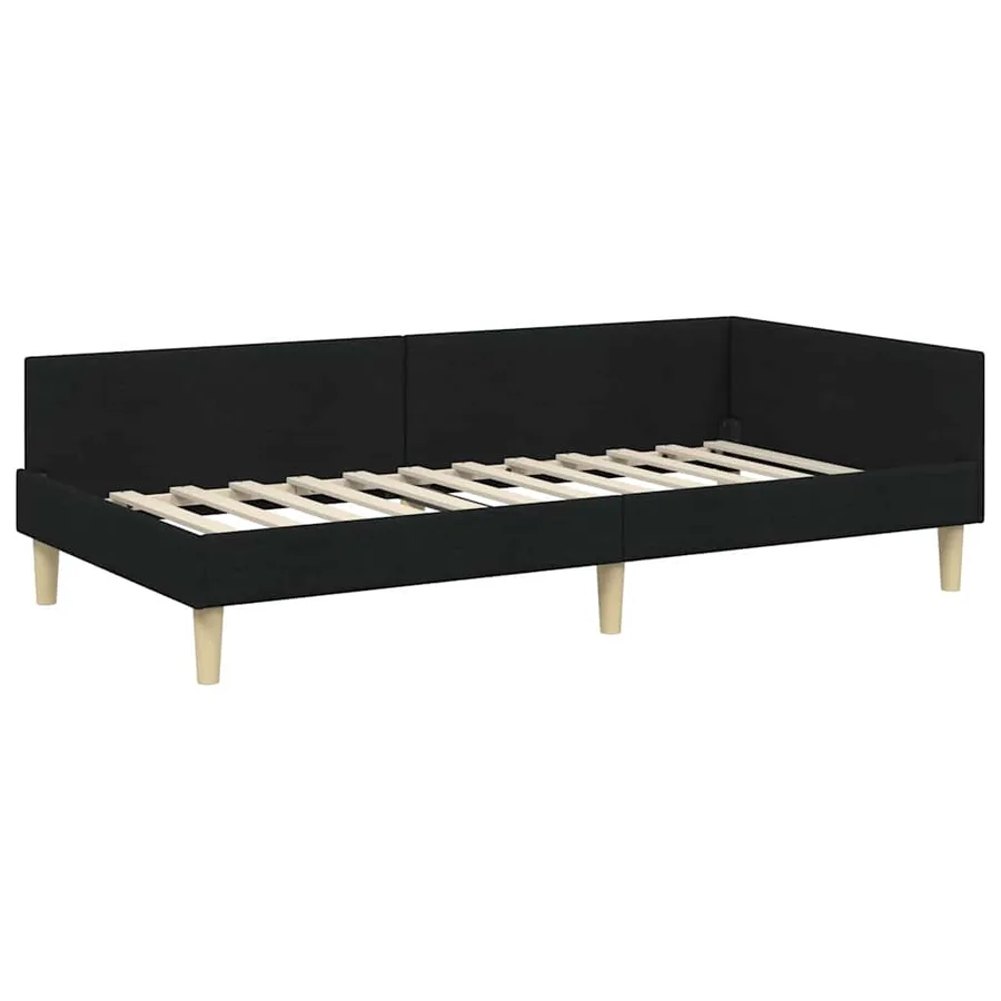 Cadre de lit d'angle Noir 80 x 200 cm tissu - 4