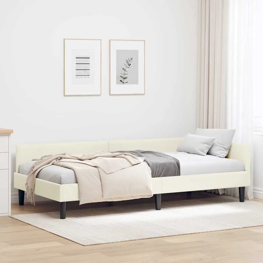 Cadre de lit d'angle Crème 80 cm x 200 cm Velours