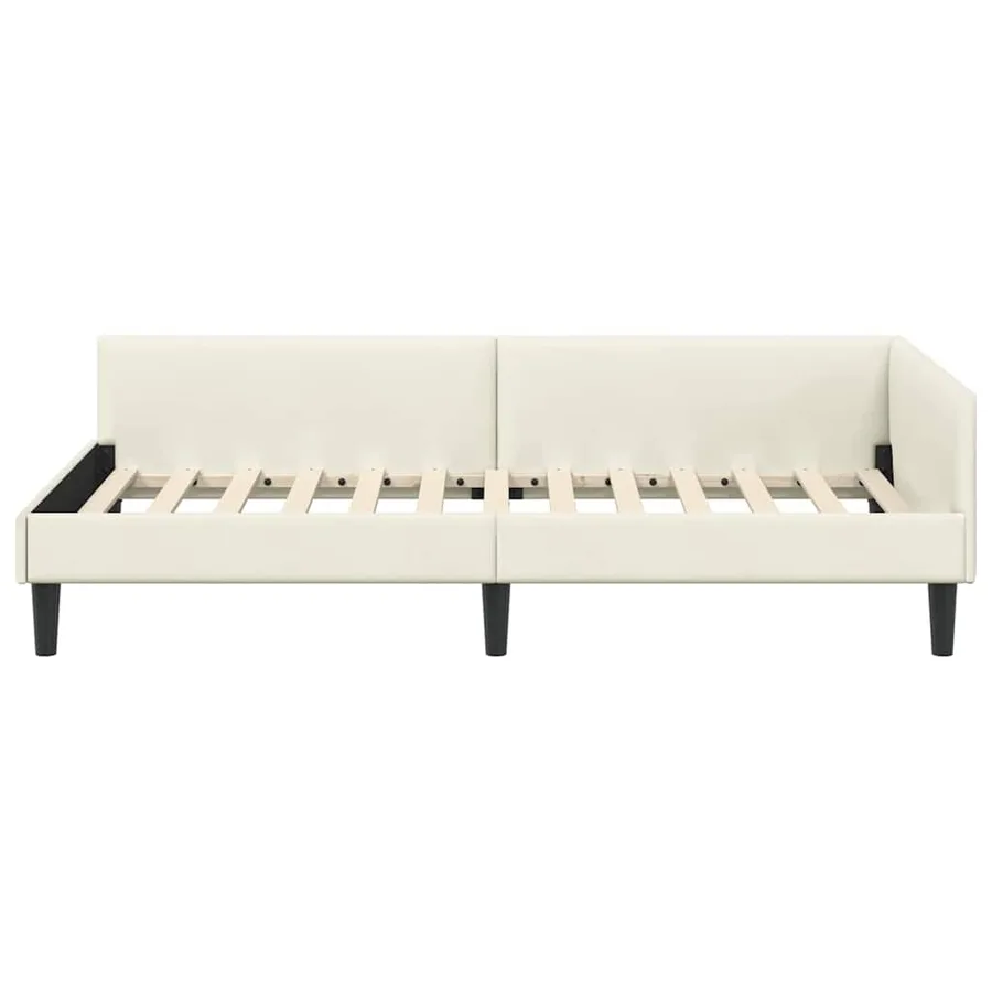 Cadre de lit d'angle Crème 80 cm x 200 cm Velours - 5