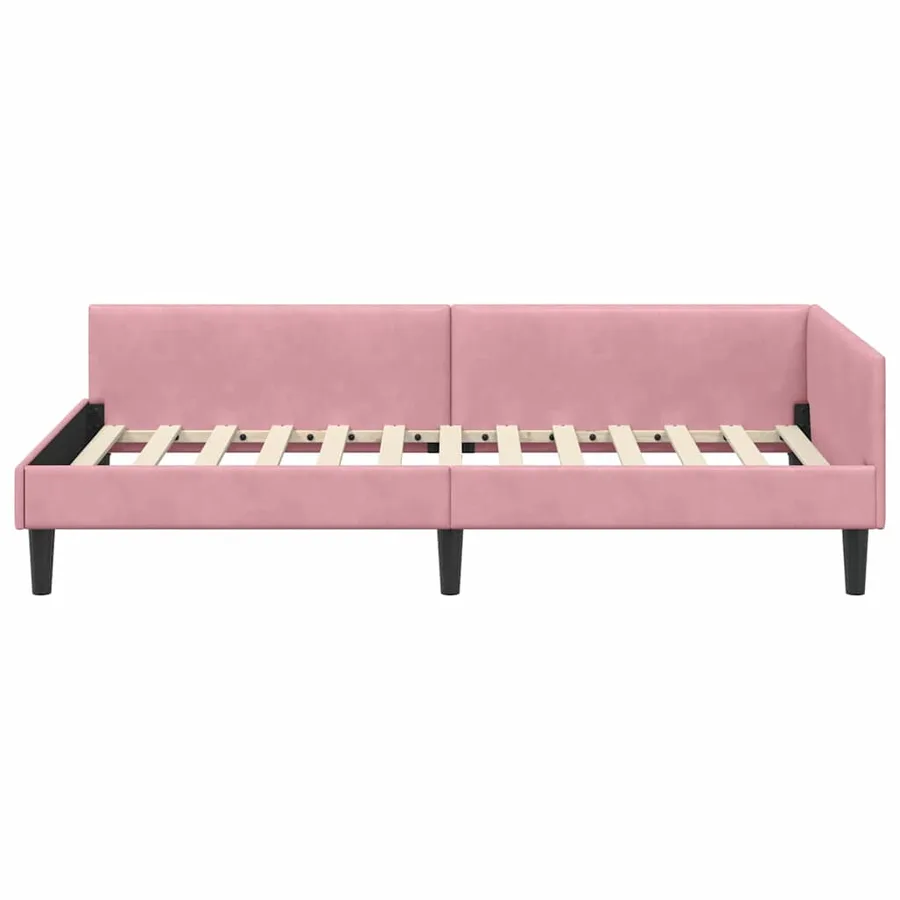 Cadre de lit d'angle Rose 90 cm x 200 cm Velours - 5