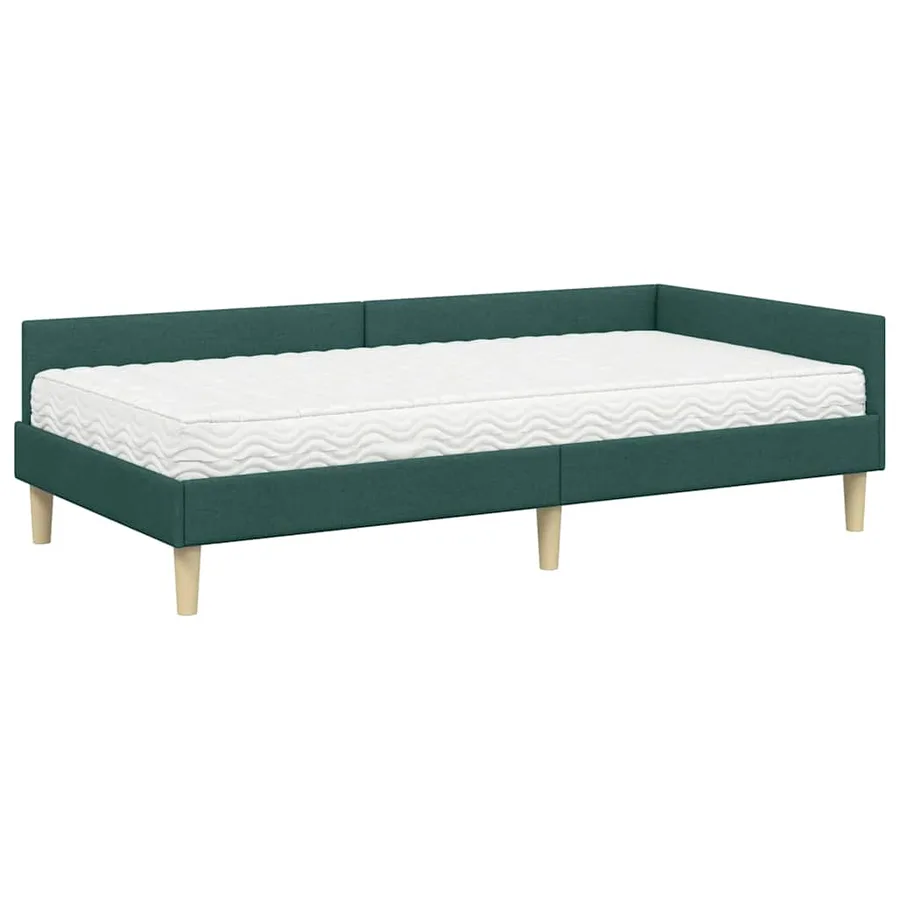 Cadre de lit d'angle avec matelas avec matelas 2 pcs Vert tissu - 4