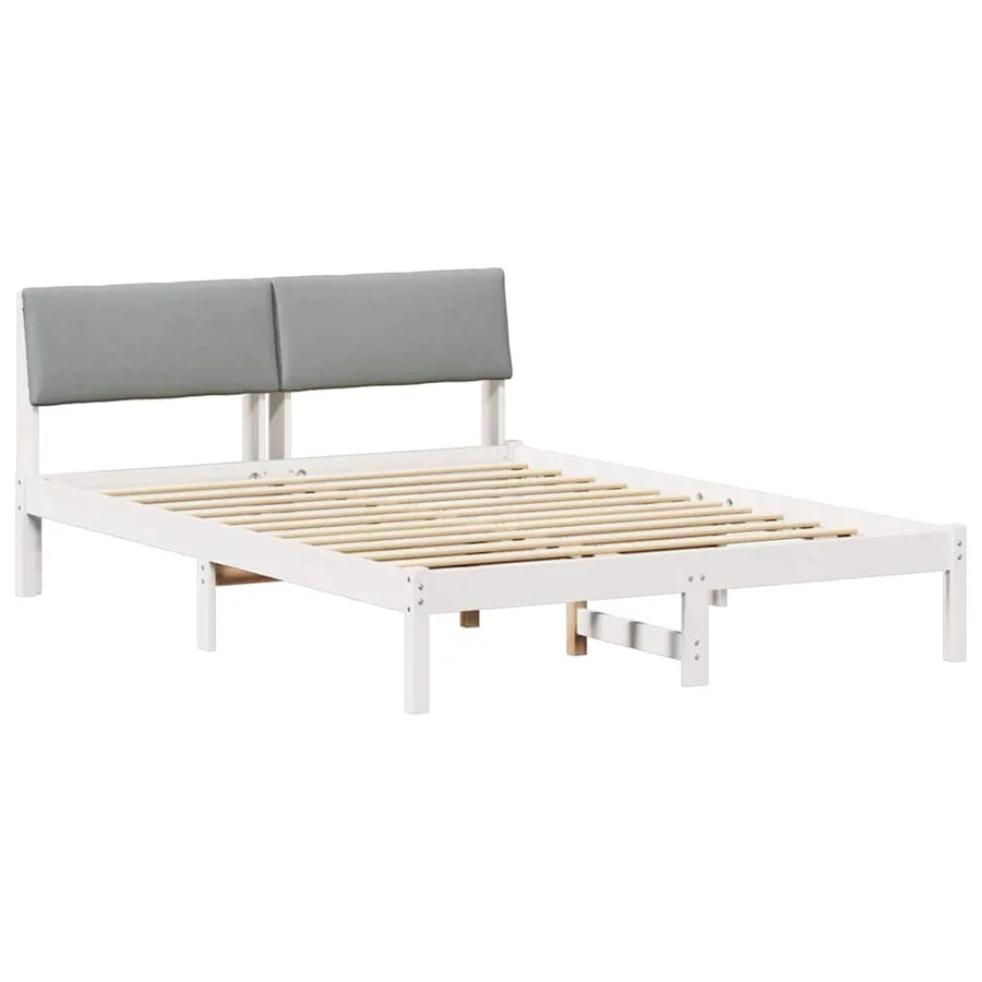 Cadre de lit avec tête de lit Blanc et gris clair 140 x 190 cm - 2