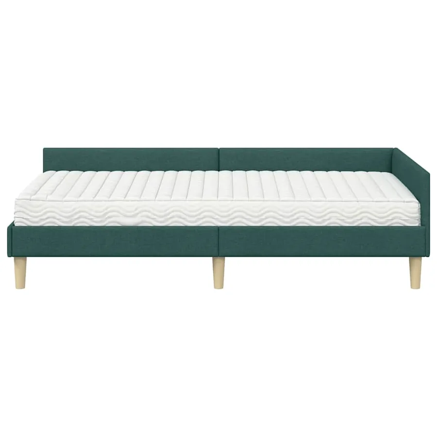 Cadre de lit d'angle avec matelas avec matelas 2 pcs Vert tissu - 5