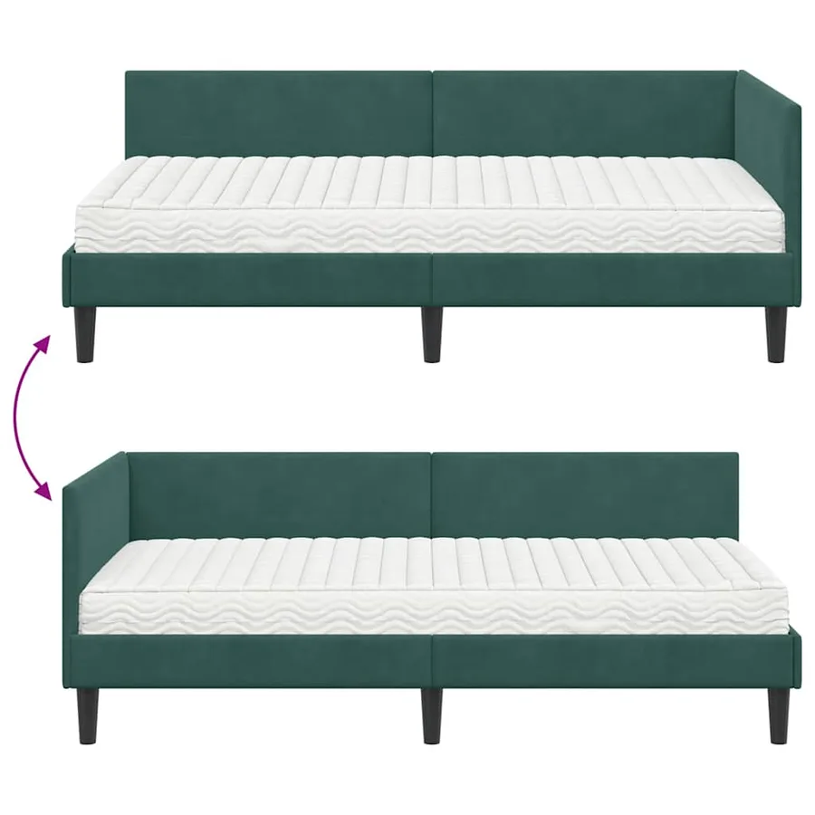 Cadre de lit d'angle avec matelas Autre 2 pcs Vert Velours - 12