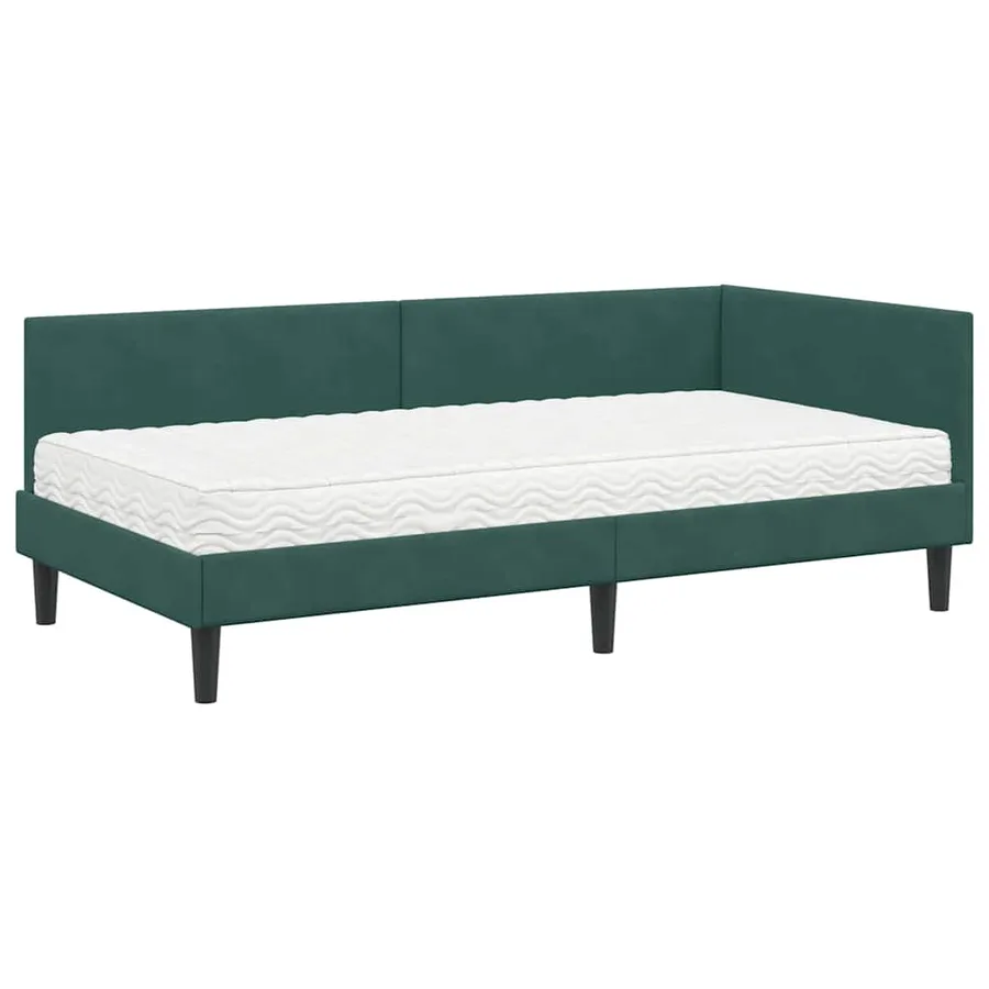Cadre de lit d'angle avec matelas Autre 2 pcs Vert Velours - 4