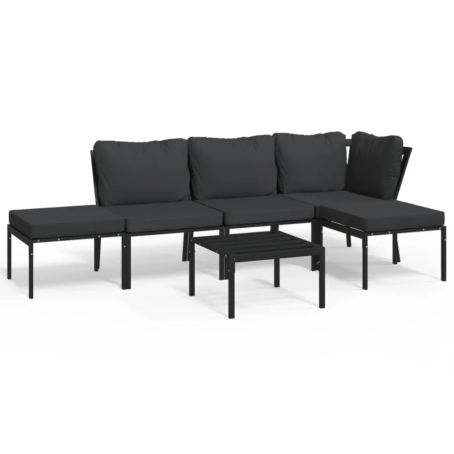 Salon de jardin 6 pcs avec coussins gris acier - 2