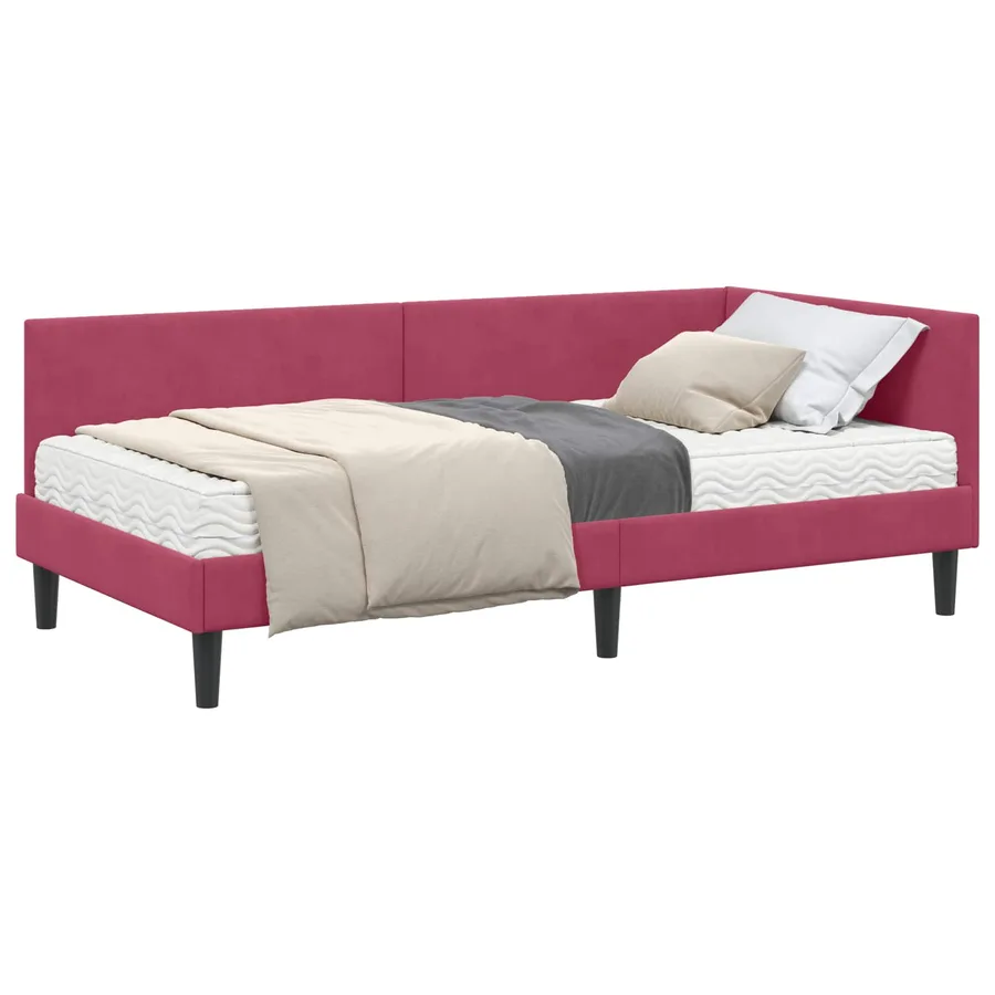 Cadre de lit d'angle avec matelas Autre 2 pcs Vert Velours - 2