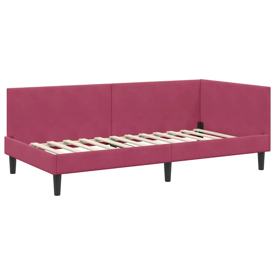 Cadre de lit d'angle avec matelas Autre 2 pcs Vert Velours - 6