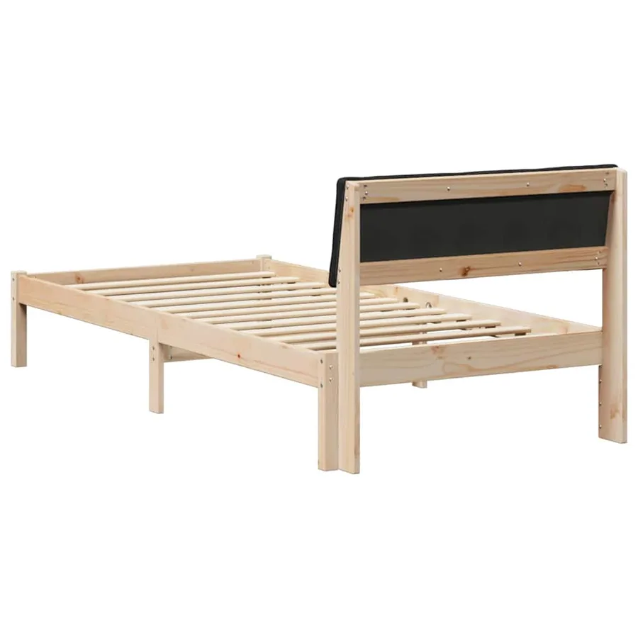 Cadre de lit Marron et noir 90 x 190 cm Bois massif en pin - 7