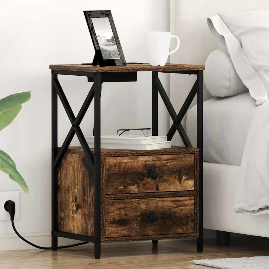 Cabinet de chevet Chêne fumé 40 x 31 x 60 cm Bois d'ingénierie