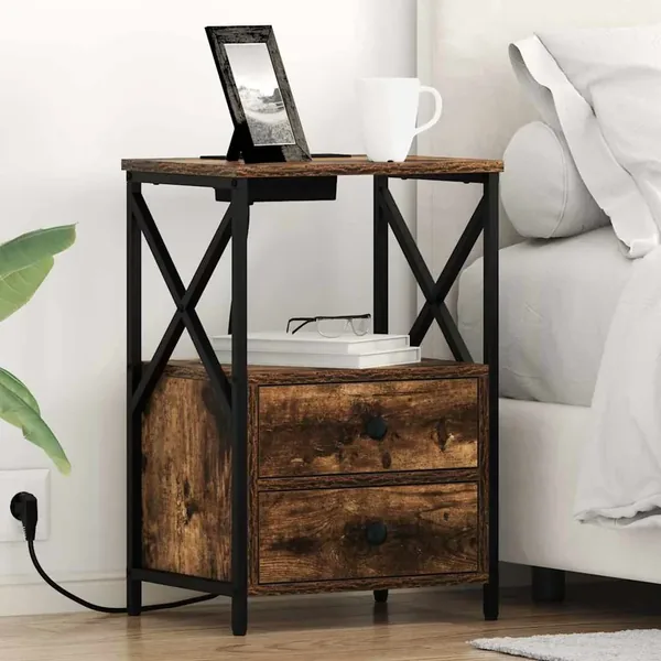 Cabinet de chevet Chêne fumé 40 x 31 x 60 cm Bois d'ingénierie