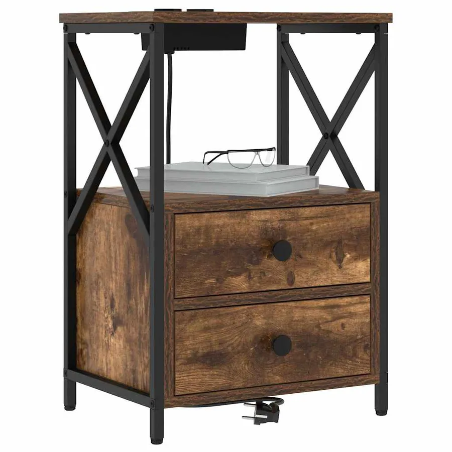 Cabinet de chevet Chêne fumé 40 x 31 x 60 cm Bois d'ingénierie - 3