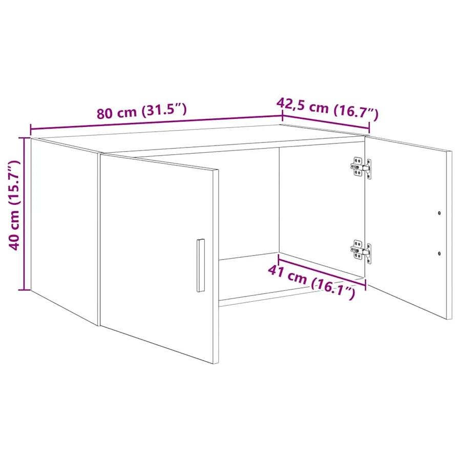 Meuble mural Chêne noir 80 x 42.5 x 40 cm Bois d'ingénierie - 11