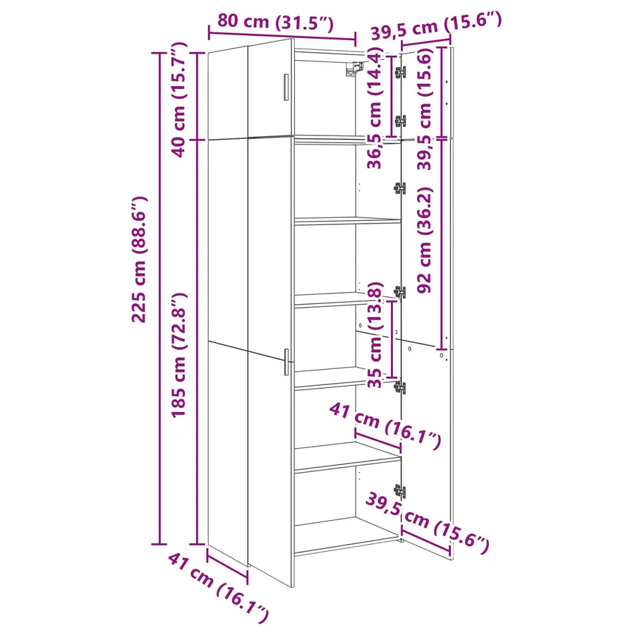 Armoire de rangement 3 pcs Chêne noir - 15