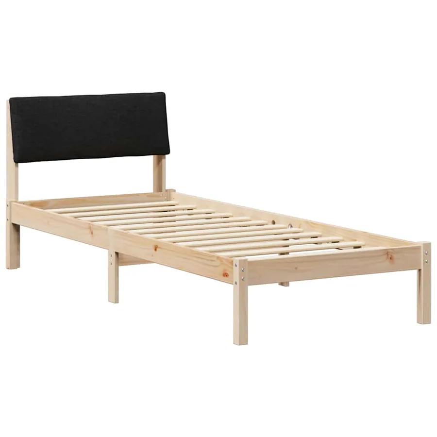 Cadre de lit Marron et noir 75 x 190 cm Bois massif en pin - 2