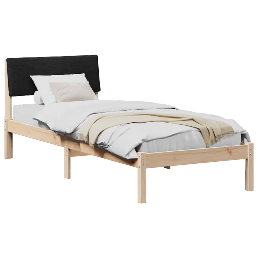 Cadre de lit Marron et noir 75 x 190 cm Bois massif en pin - 3