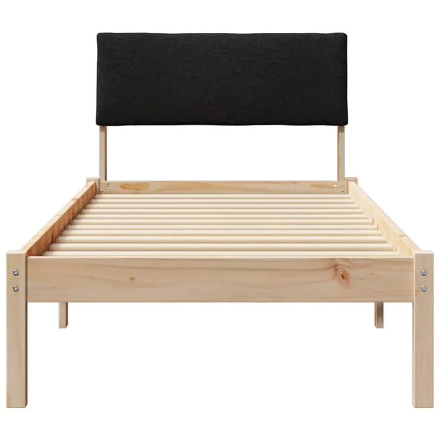 Cadre de lit Marron et noir 75 x 190 cm Bois massif en pin - 5