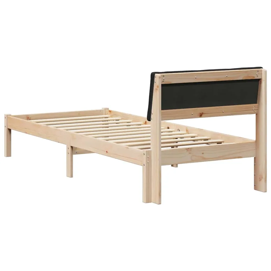 Cadre de lit Marron et noir 75 x 190 cm Bois massif en pin - 7
