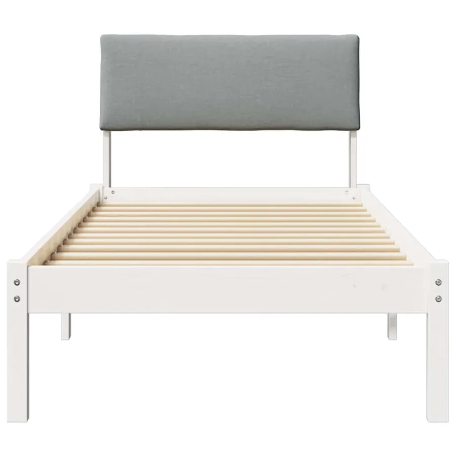 Cadre de lit Blanc et gris clair 75 x 190 cm Bois massif en pin - 5