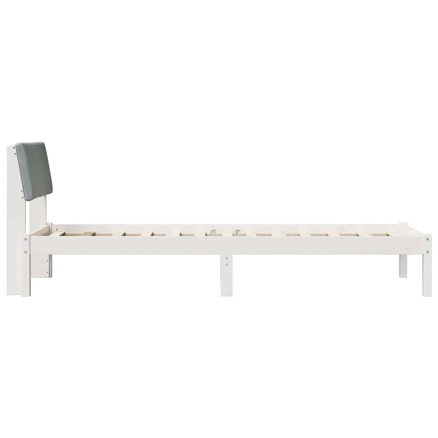 Cadre de lit Blanc et gris clair 75 x 190 cm Bois massif en pin - 6