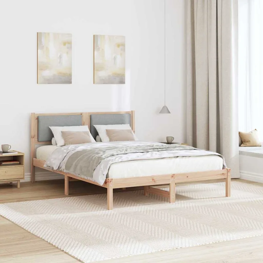 Cadre de lit Gris clair 135 x 190 cm Pin massif - 4