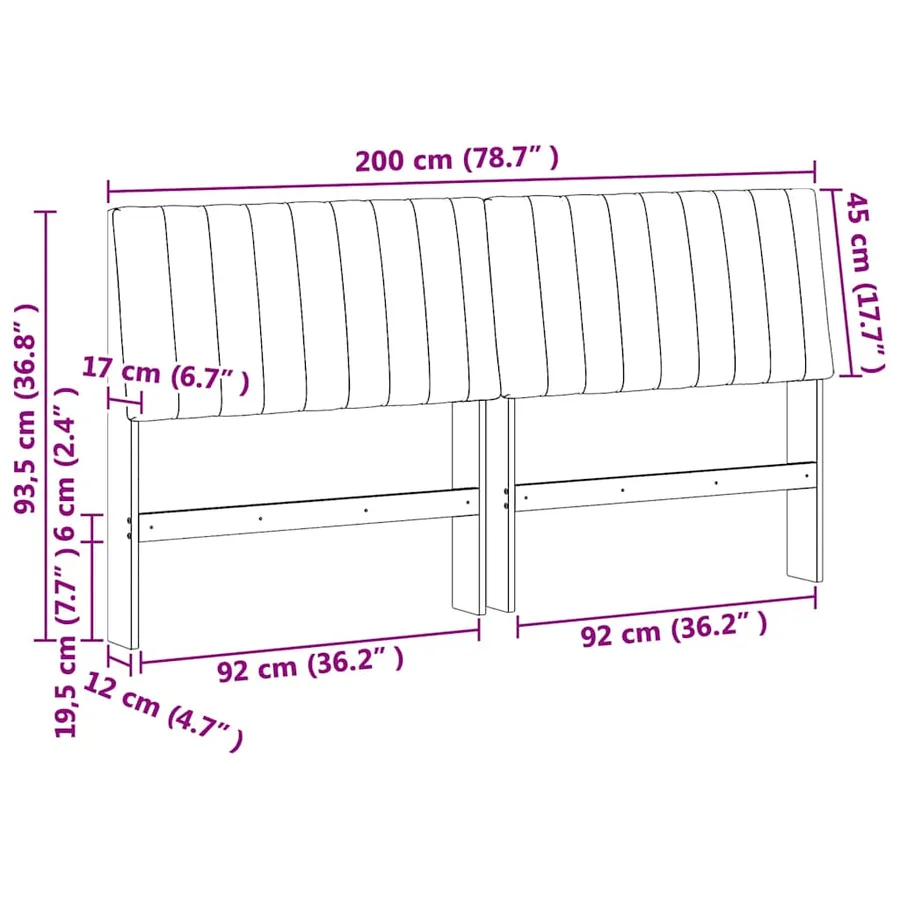 Tête de lit capitonnée Gris clair 200 cm Pin massif - 11