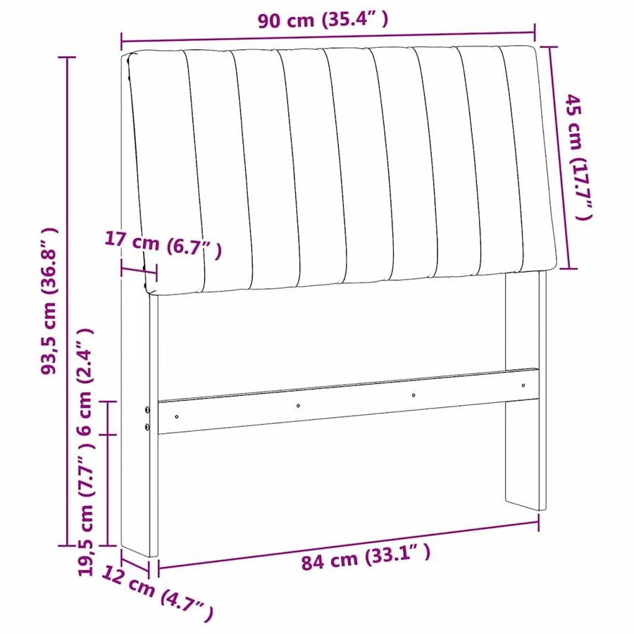 Tête de lit capitonnée Gris clair 90 cm Pin massif - 11